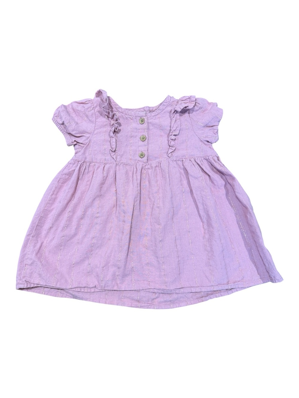 okie dokie Mauve Ruffle Button-Front Dress